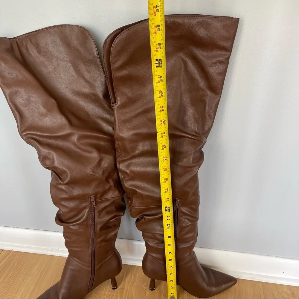Meya Scrunch Boot Over the Knee Slouchy Stiletto Heels Sz 7